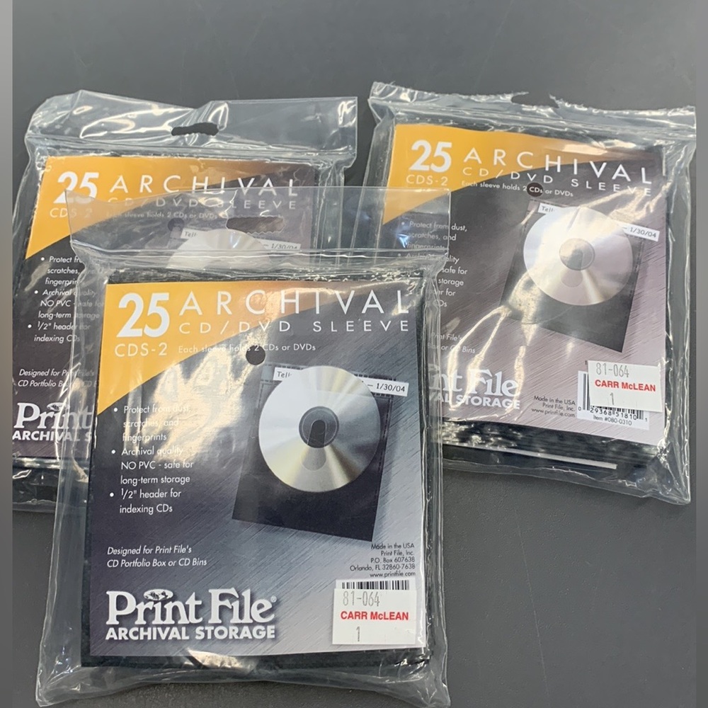 (3 for $20)25 Archival CD/DVD Sleeves x 3 packs